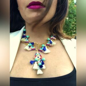 Rebecca Minkoff Beaded Tassel Necklace Multicolor